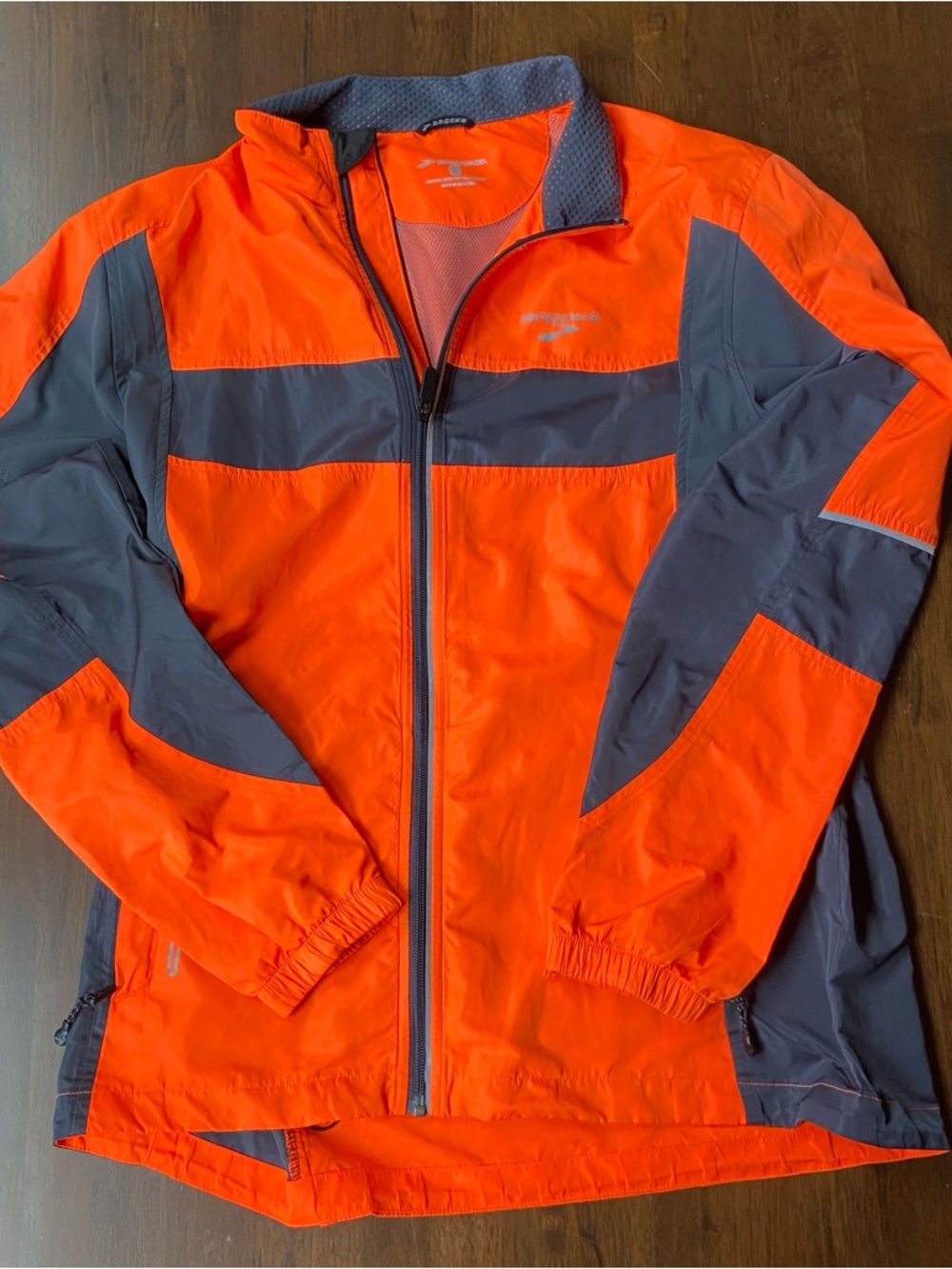 Brooks Shelter Technology Running Jacket Men's L Orange Gray Windbreaker Active